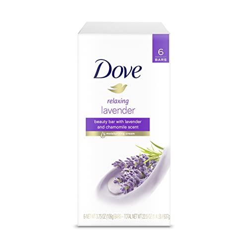 Dove Relaxing Lavender Beauty Bar with Lavender and Chamomile Scent 3.75 Ounce 6 Bar