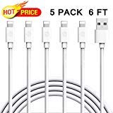 Book Cover iPhone Charger, Sundix 5 Pack 6ft Lightning Cable iPhone Charging Syncing Cord Charger Cable Compatible iPhone X 8 8Plus 7 7Plus 6S 6Splus 6 6Plus SE 5 5S 5C More