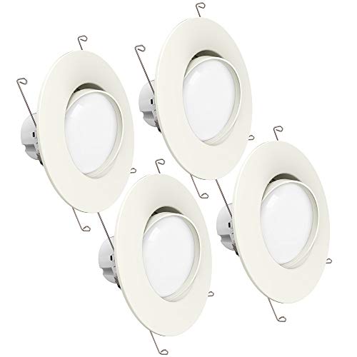 Sunco Lighting 4 Pack 5 Inch/6 Inch Gimbal LED Downlight, 12W=60W, 2700K Soft White, 800 LM, Dimmable, Adjustable Recessed Ceiling Fixture, Simple Retrofit Installation