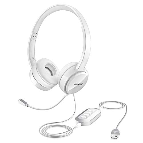 Mpow 071 USB Headset/ 3.5mm Computer Headset with Microphone Noise Cancelling, Lightweight PC Headset Wired Headphones, Business Headset for Skype, Webinar, Cell Phone, Call Center