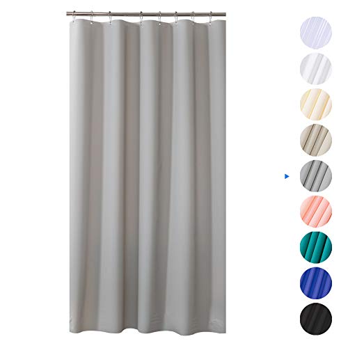 AmazerBath Plastic Shower Curtain, 48" W x 72" H EVA 8G Shower Curtain with Heavy Duty Clear Stones and Grommet Holes, Waterproof Thick Bathroom Plastic Shower Curtains Without Chemical Odor-Grey