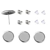 40 Pcs Stainless Steel Stud Earring Cabochon Setting Post Cup Fit for 12mm,80 Pcs Earring Backs (fit for 12mm)
