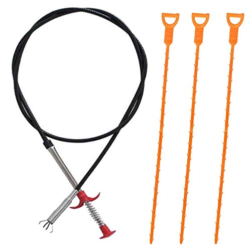 MAOMBO 1 Pack 63 Inch (1.6m) Cleaner Drain Auger Hair Catcher 3 Pack Drain And snake Clog Remover Cleaning Tools For Kitchen Sink Bathroom Tub Toilet Clogged Drains Dredge Pipe Sewers