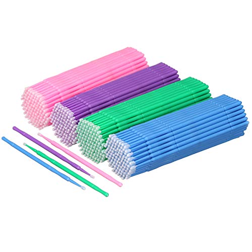Akstore 400 PCS Disposable Micro Applicators Brush Eyelash Extension Individual Applicators Mascara Brush for Make up and Clean and Compatible and Personal Care (Multicolors)