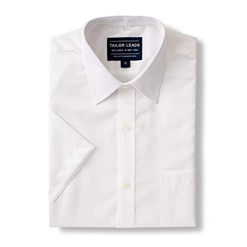 Men's Dress Shirt Wrinkle Free Short Sleeve White Twill