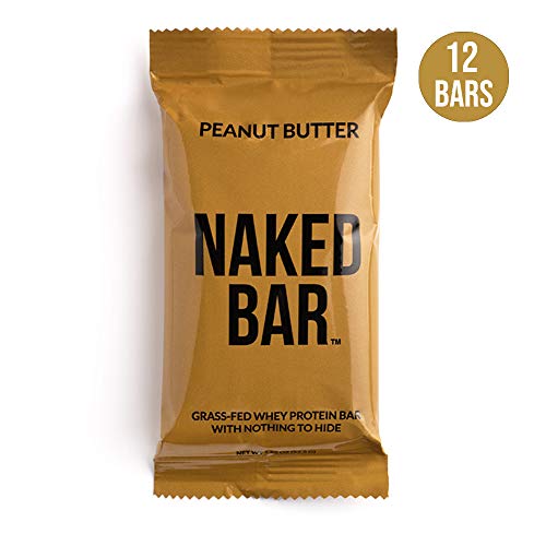 NAKED Peanut Butter Protein Bars - Only 5 Premium Ingredients, Made with Grass-Fed Whey Protein from Small Farms - Gluten Free Protein Bars, Soy Free, No GMOs, No Artificial Sweeteners - 12 Pack