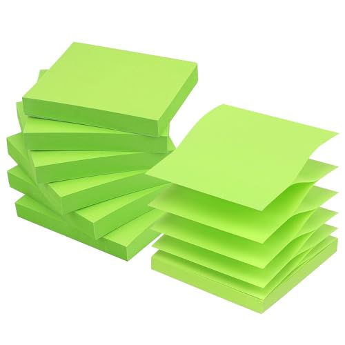 Early Buy Pop Up Sticky Notes 3x3 Refills Self-Stick Notes 6 Pads, Solid Color, 100 Sheets/Pad (Green)