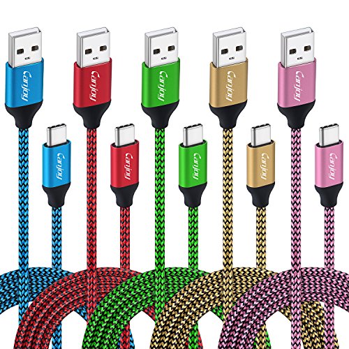 USB Type C Cable, 5Pack 6ft Canjoy USB C Charger Cable Compatible with Samsung Galaxy S10 S10+ Note 8 9 S8 S9 Plus, Google Pixel XL 2XL 3XL, Moto X4 G6 Z3, LG G5 G6 V20 V30, HTC