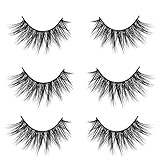 VGTE False Eyelashes Fluffy Wispy Curly Natural Faux Mink Lashes 3D Reusable Lightweight Short Fake Eye Lashes 3 Pairs Pack