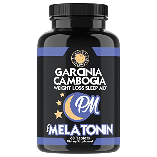 Garcinia Cambogia PM Weight Loss Sleep, All Natural Supplement w/Valerian Root & Melatonin to Help Burn Fat Overnight, Night Time Appetite Suppressant, Vegetarian Formula (1-Bottle)