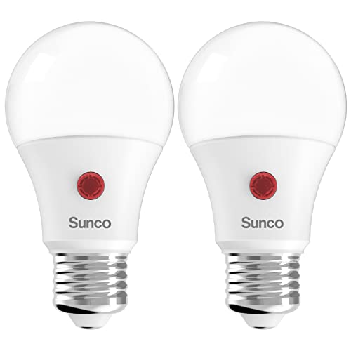 Sunco Dusk to Dawn Light Bulbs Outdoor Sensor A19 LED Light Bulb, UL & Energy Star Listed, 9W (60W Eqv.), 800lm, Auto On/Off Photocell Automatic for Outdoor Lighting, 5000K Daylight, Pack of 2