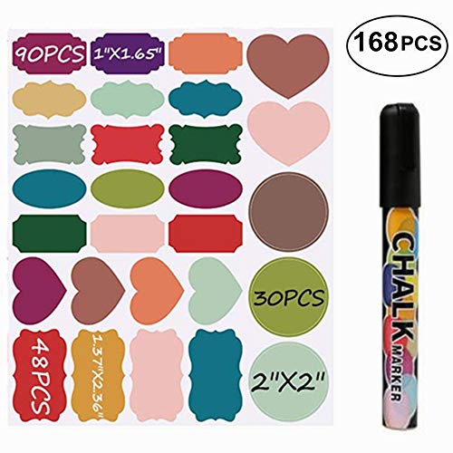 Chalkboard Labels 168 Pack,Vbeauty Reusable Chalkboard Stickers with Black Chalk Markers for Labeling Mason Jars, Pantry, Craft Rooms & Closets