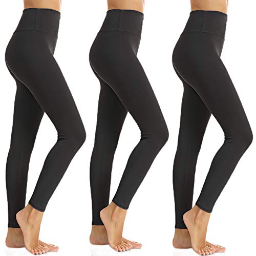 ZOOSIXX High Waisted Leggings for Women - Tummy Control Soft Leggings Opaque Slim (Black,3 Pack, One Size (US 2-12))