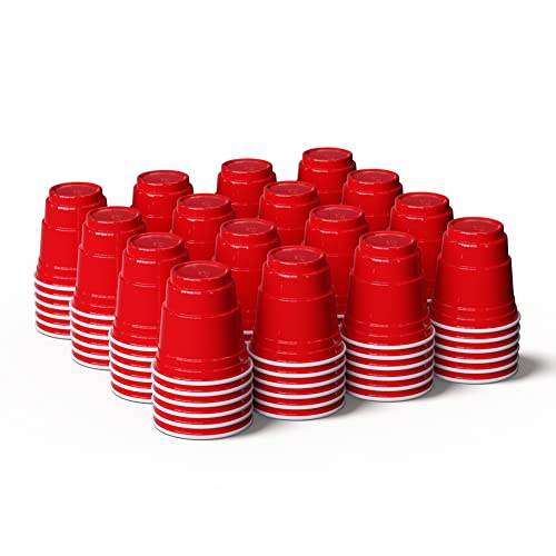 100ct 2oz. Mini Red Shot Cups, Disposable and Small Size Perfect for Party, Tastings, Sample and More by HAOZAN