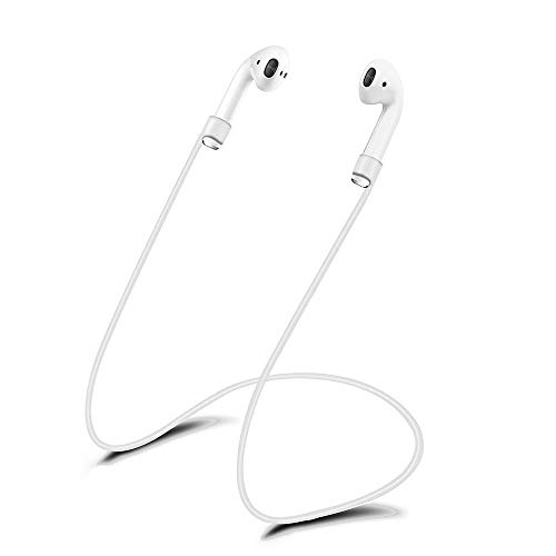 HSKJU Strap for AirPods by | Smart Accessory - Never Lose Your AirPods | Connector Wire Cable Cord for AirPods White - 22"