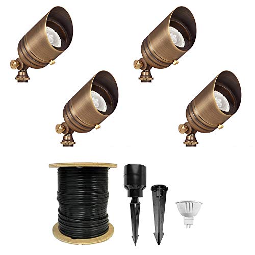 VOLT Fat Boy 12V LED Spotlight Kit, Brass (4-Pack)