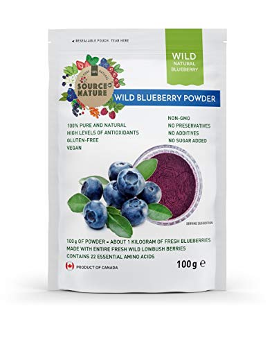 Source of Nature Wild Blueberry Powder 3.5 oz (100g) 100% Whole Berry; Not Extract, Not Concentrate, Not Juice Powder