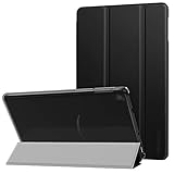 MoKo Case Fits Kindle Fire 7 Tablet (9th Generation, 2019 Release), PU Leather Trifold Stand Cover Frosted Clear Backshell with Auto Wake/Sleep - Black