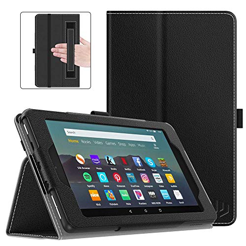Dadanism Folio Case Fits All-New Amazon Kindle Fire 7 Tablet (9th Generation, 2019 Release only), Premium PU Leather Lightweight Slim Shockproof Smart Stand Cover with Auto Wake/Sleep - Black