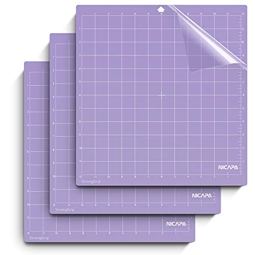 Nicapa Cutting Mat for Silhouette Cameo 3/2/1 Strong-grip,12x12 inch 3pack) Adhesive&Sticky Non-slip Flexible Square Gridded Purple Cut Mats Replacement accessories set matts vinyl Craft Sewing