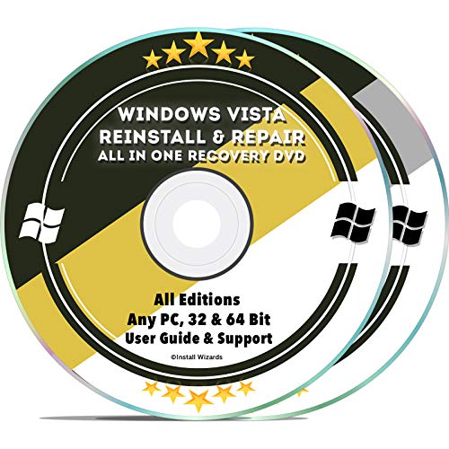 Installation Repair Disc for Windows Vista Recovery - Any PC Computer 32 & 64 Bit Dell HP All Brands w/ User Guide