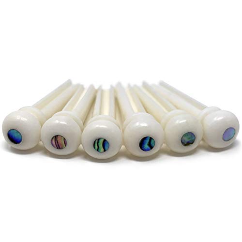 Crosby Audio Pure Bone Bridge Pins with Abalone Dot Inlay for Six String Acoustic Guitar