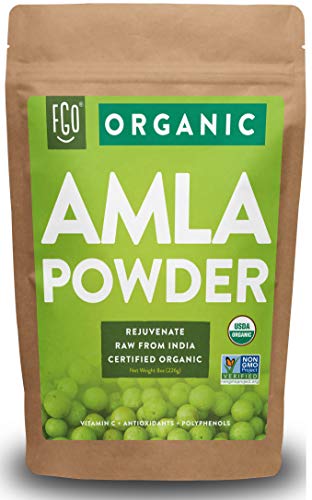 Organic Amla Powder (Amalaki) | 8oz Resealable Kraft Bag | 100% Raw from India | by FGO