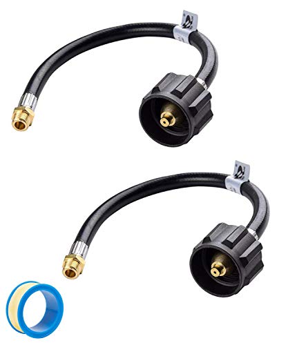 SHINESTAR 12inch RV Pigtail Propane Hose Connector - QCC-1 x 1/4inch Male NPT- 1feet, 2 Pack, Includes Thread Seal Tape