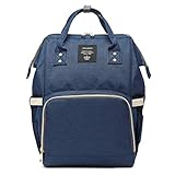 LEQUEEN Diaper Bag Multi-function Baby Diaper Backpack Nappy Bags, Mom Dad Travel Backpack Large Capacity Baby bags (Solid Color - Navy Blue)
