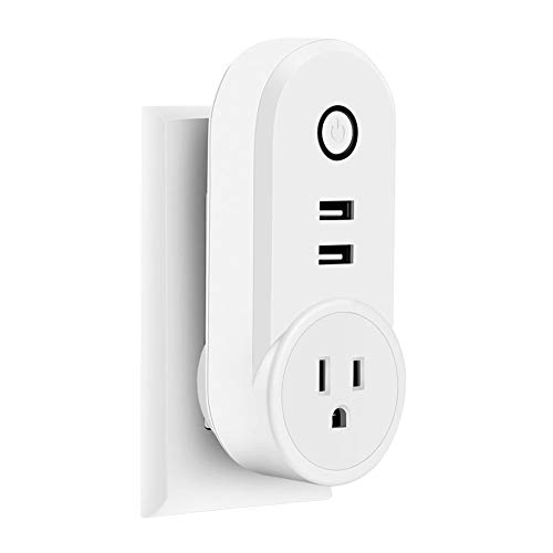 Book Cover Alex Wifi Smart Plug, Morovigo Wireless Remote Control Smart Wall Socket with Dual USB Outlets, Compatible with Amazon Alexa & Google Home
