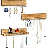 Y&ME YM Jewelry Organizer Hanging,Wall Jewelry Organizer for Hanging Rings Necklace Organizer Earring Holder Organizer,Jewelry Display with Removable Bracelet Rod and 24 Hooks as Women Gift