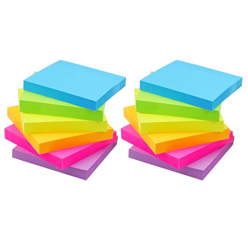 Book Cover Early Buy Sticky Notes 6 Bright Color 12 Pads Self-Stick Notes 3 in x 3 in, 100 Sheets/Pad (12)