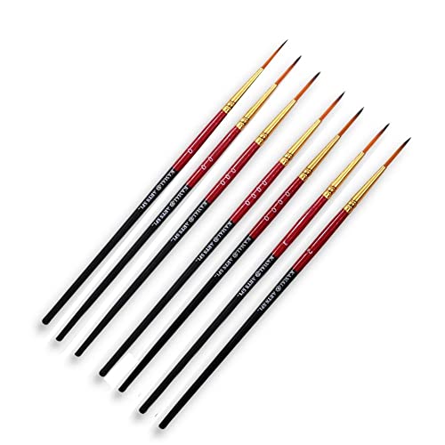 KAMAL Artist Quality Detail and Script Liner Set of 7 for Artists in TAKLON, for Oil Painting, Modern Art, Nail Art, Ganapati Painting, Intricate Painting
