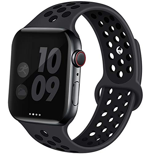 EXCHAR Sport Band Compatible with Apple Watch Band 44mm 42mm Breathable Soft Silicone Replacement Wristband Women and Man for iWatch Series 4 3 2 1 Nike+ All Various Styles M/L Grey-Black