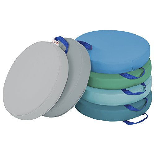 ECR4KIDS SoftZone Floor Cushions with Handles - Foam Circle Flexible Seating for Teachers and Students, Round, Contemporary (6-Pack)