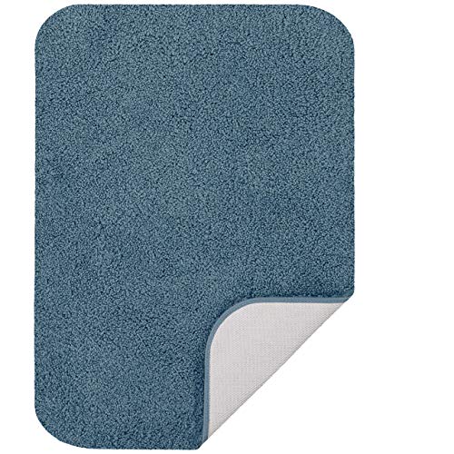 Maples Rugs Softec Non Slip Washable & Quick Dry Elongated Toilet Seat Lid Cover [Made in USA], Light Blue