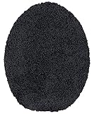 Maples Rugs Toilet Lid Cover - SofTec Soft Washable Elongated Seat Rug [Made in USA] Non Slip & Quick Dry for Bathroom, Black