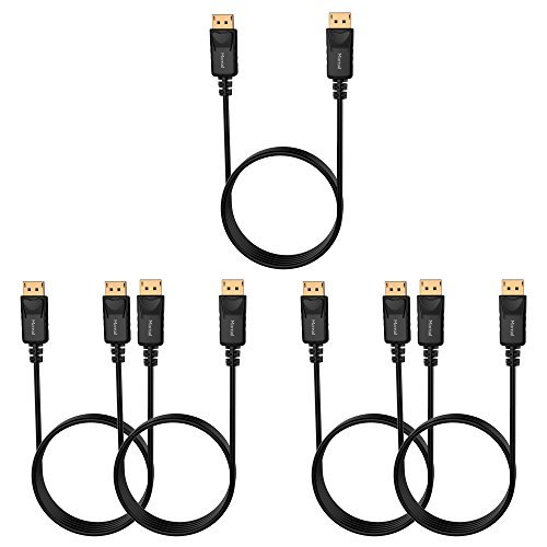 Moread DisplayPort to DisplayPort Cable, 6 Feet, 5 Pack, Gold-Plated Display Port Cable (4K@60Hz, 1440p@144Hz) DP Cable Compatible with Computer, Desktop, Laptop, PC, Monitor, Projector - Black