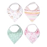 Copper Pearl 4 Pack Soft Cotton Baby Bibs for Drooling and Teething, Absorbent Drool Bibs for Baby Girl and Boy, Adjustable to Fit Newborns to Toddlers, Tons of Styles (Enchanted)