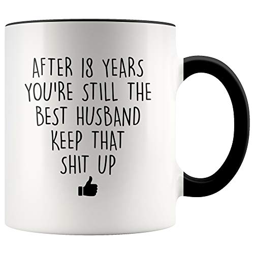 YouNique Designs 18 Year Anniversary Coffee Mug for Him, 11 Ounces, 18th Wedding Anniversary Cup For Husband, Eighteen Years, Eighteenth Year, 18th Year
