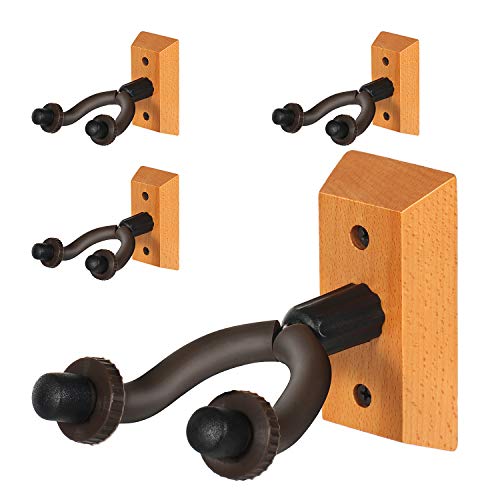 Guitar Wall Hangers EONLION 4-Pack Guitar Hanger Wall Hook Holder Stand for Bass Electric Acoustic Guitar Ukulele Woodbase Textured