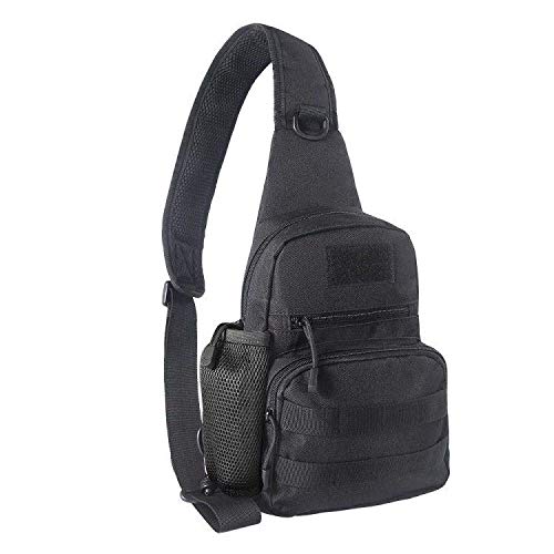 EDOBIL Tactical Bag, Messenger Bag Best Outdoor Sling Bag for Men and Women - Small One Military Bag for Trekking,Camping,Hiking,Cycling Rover Sling Daypack(Black 01)