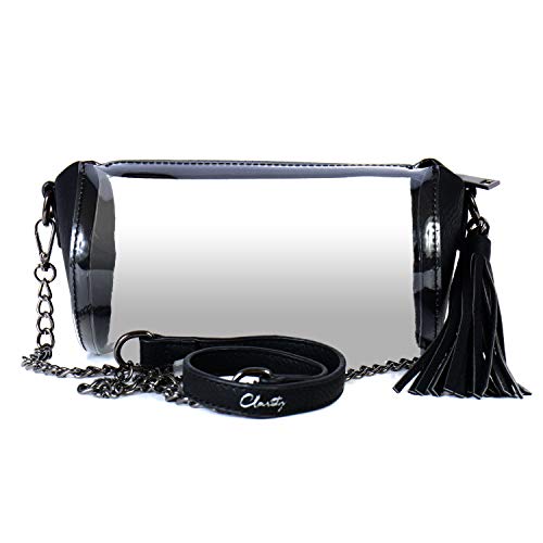 Clarity Handbags Clear Stadium Approved Purse - Darcy Jet - Transparent Crossbody Purses - PVC Vinyl Hand Bag For Women