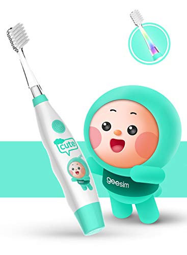 kids& Baby Toothbrush Electric Sonic Battery Powered With Smart Timer and Colorful LED, Baby &kids Electric Toothbrushes-Baby Sonic Toothbtush(BLUE)
