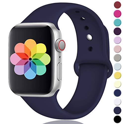 Laffav Compatible with Apple Watch Band 38mm 40mm, Small/Medium, for Women Men, Navy Blue, Silicone Sport Replacement Band Compatible with iWatch Series 3, Series 4, Series 2, Series 1