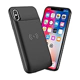 Newdery Battery Case for iPhone X Xs Qi Wireless Charging Compatible, 6000mAh Slim Extended Rechargeable External Charger Case Compatible iPhone X Xs 10 (5.8-inch Black)