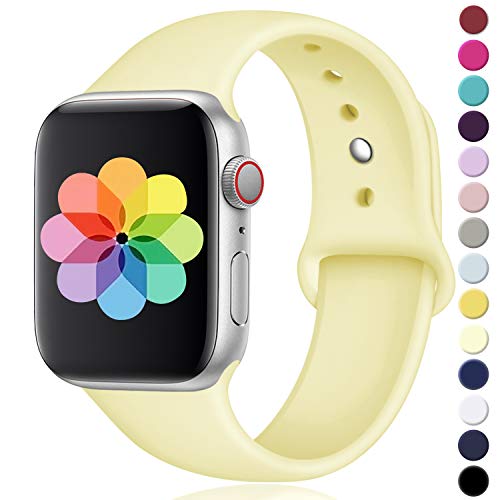 Book Cover Laffav Compatible with iWatch Band 38mm 40mm, Small/Medium, Silicone Replacement Band Compatible with Apple Watch Series 4, Series 3, Series 2, Series 1, for Women Men, Mellow Yellow