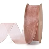 LaRibbons Sheer Organza Dark Rose Ribbon for Flower Bouquet, Gift Wrapping, Bridal Shower, Wedding Party Decoration, Craft, 1 Inch, 25Yard