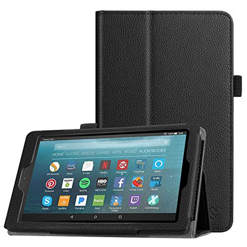Fintie Folio Case for All-New Amazon Fire 7 Tablet (9th Generation, 2019 Release) - Slim Fit PU Leather Standing Protective Cover with Auto Wake/Sleep, Black