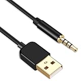 AGPTEK 3.5mm Jack Charge Cable, Male to USB 2.0 Data Sync & Charger Cable for MP3 / MP4 Players, Recorders, and Other Portable Devices, Gold-Plated, 0.8m / 2.6 feet, Black
